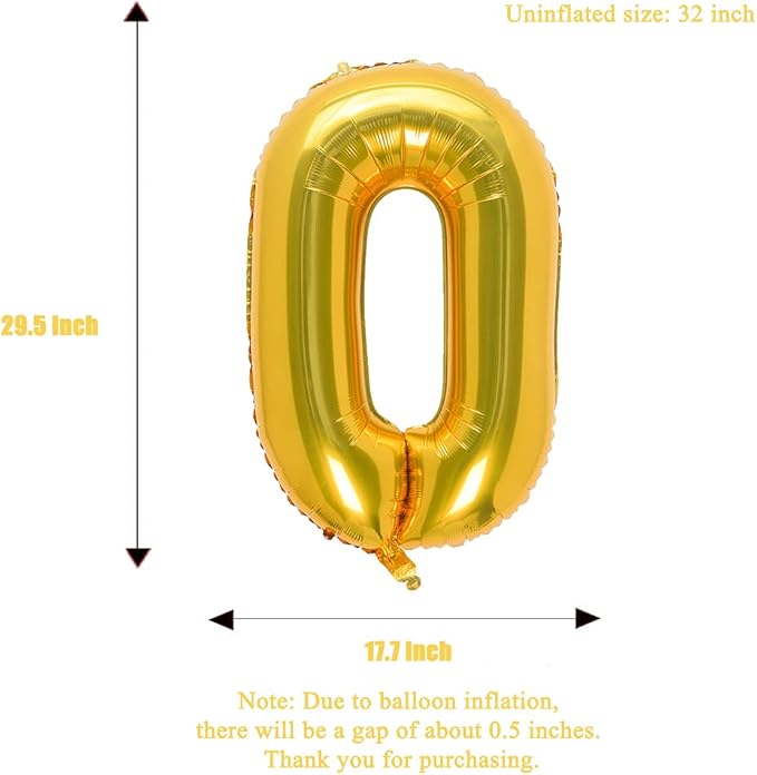 32 Inch Gold Number 0 Balloons Foil Ballon Digital Birthday Party Decoration Supplies (Gold Number 0 Balloon)