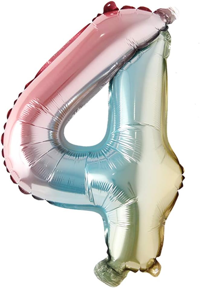 16 inch gradient rainbow number balloons unicorn party foil balloon baby shower 1 birthday party decorations kids numbers Air ball (16 Inch Rainbow 4)