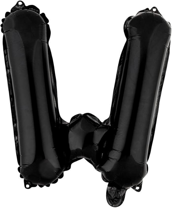 Restaurantware-Balloonify 16 Inch Letter Balloon, 1 Alphabet Party Balloon - Letter W, Self-Sealing, Black Foil Mylar Finish, Hanging Loop, Decoration For Birthday, Wedding, Or Graduation