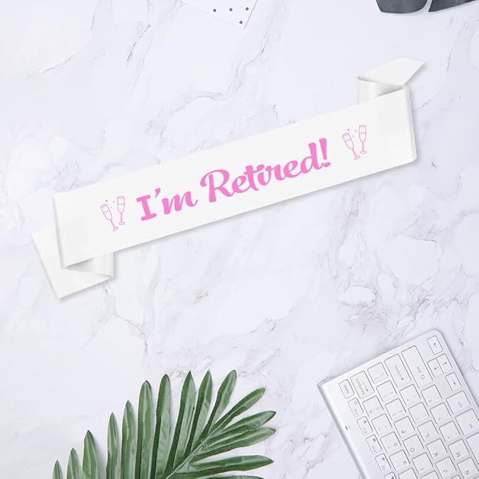 Retirement Party Decorations Retired Sash Gift for Women Retirement Gifts for Woman Decorations Happy Farewell Decorations Retired Gifts Farewell Party Accessories White
