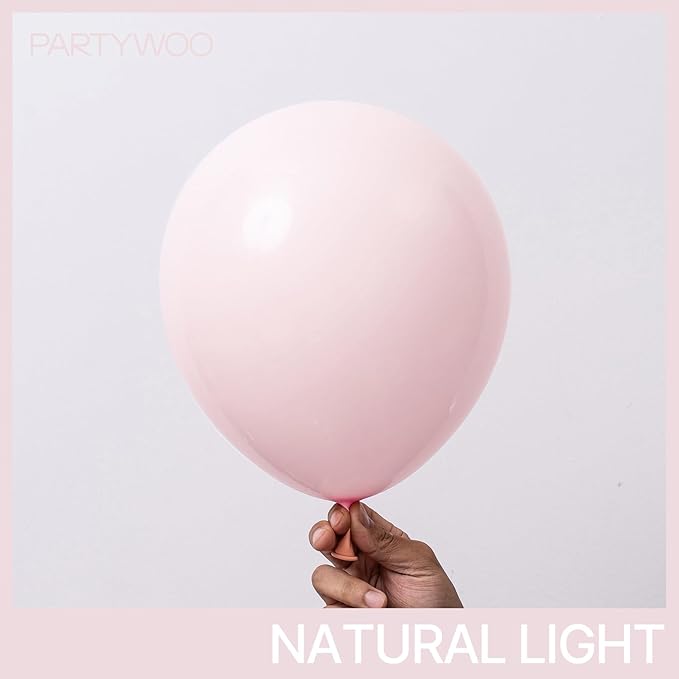 PartyWoo Pale Pink Balloons 50pcs 12 Inch Light Pastel Baby Pink Latex Helium Balloons for Birthday Engagement Bachelorette Baby Shower Easter Princess Butterfly Theme Party Decorations Pink-Q01