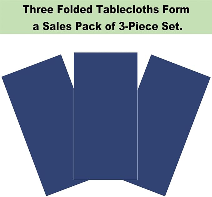 Plastic Navy Blue Tablecloths 3 Pack Disposable Table Covers 54" x 108" Deep Blue Table Cloths PEVA Party Tablecovers for Parties Picnic Birthday Wedding Banquet, Fits 6 to 8 Foot Rectangle Tables
