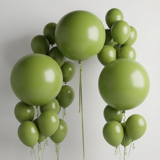 KALOR Olive Green Giant Balloons 36 Inch Large Latex Balloons, 4 Pack Jumbo Round Helium Balloon for Birthday Bridal Shower Wedding Baby Shower Party Decorations