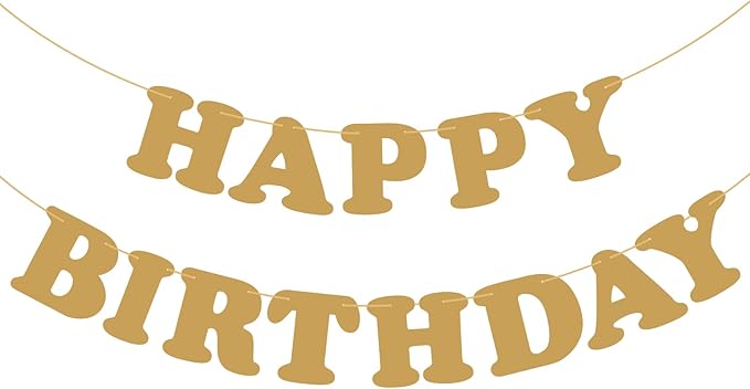 Gold Happy Birthday Banner Birthday Sign Backdrop Party Supplies for Kids Boys Girls Birthday Party Decorations