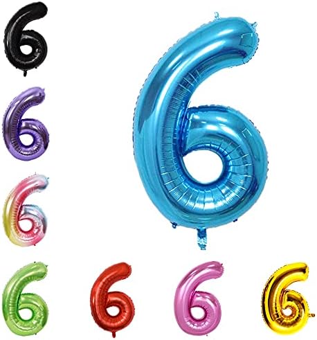 40 Inch Large Foil Helium Number Balloon Birthday Wedding Party 0-9 (Blue, 6)