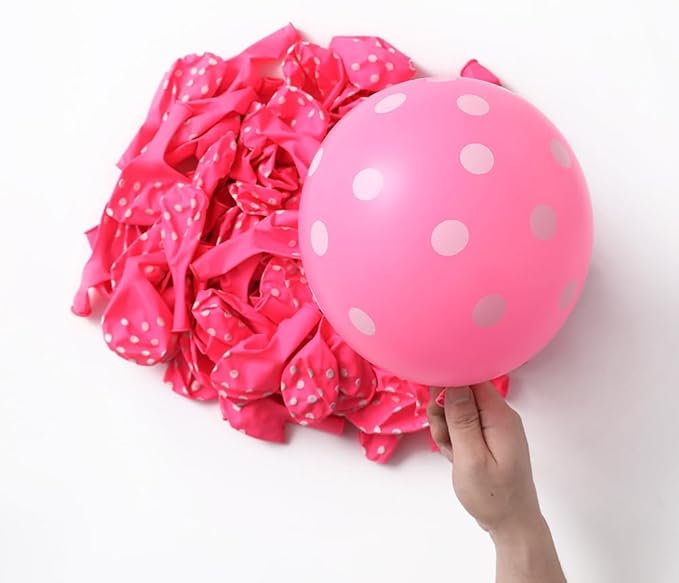 Pink Mouse Balloon Garland Arch, 136Pcs Pink Rose Polka Dots Balloon for Mouse Theme Birthday Girl Baby Shower Decoration