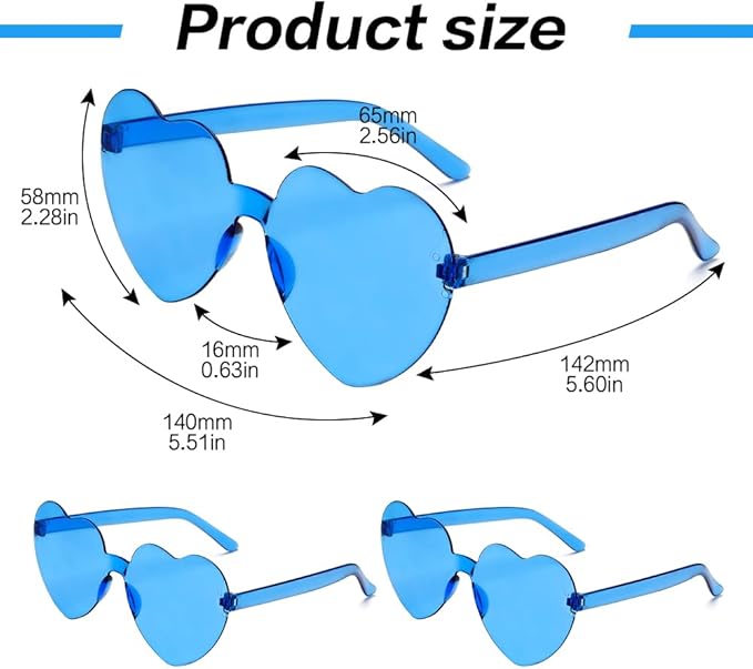 Heart Sunglasses 2 Pairs Heart Shaped Sunglasses Womens Heart Glasses Rave Sunglasses for Women Party Favors