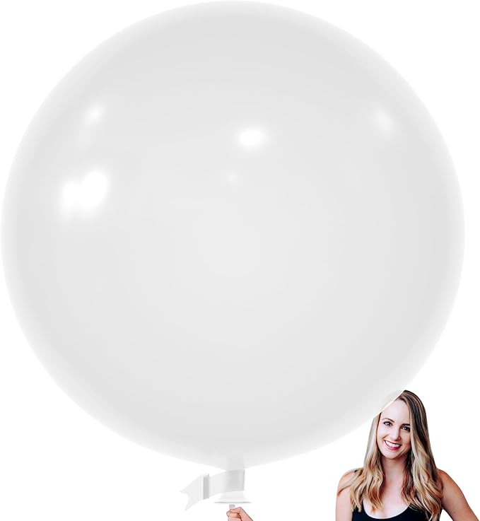 KALOR 36 Inch Giant Clear Balloons, 6 Pack Large Round Clear Latex Balloons for Anniversary, Birthday, Christmas, Wedding, Baby Shower Party Decorations