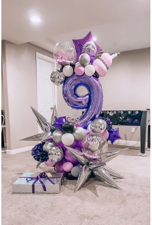 Purple Number 8 Balloon 40 Inch, 8th Birthday Party Decorations for Children, Giant 8 Foil Balloon for Party Supplies