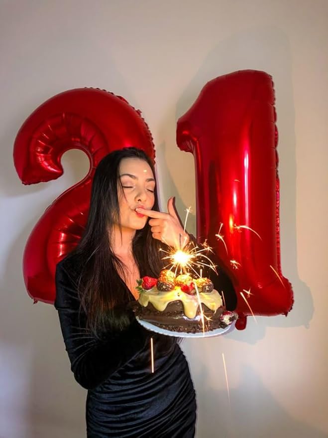 Number 10 Balloons, 40 Inch Balloons for Woman Man 10th Red Birthday Party Decoration, Foil Number Ballon for 10, 100 Valentine's Day, Anniversary, Bridal Shower, Graduation