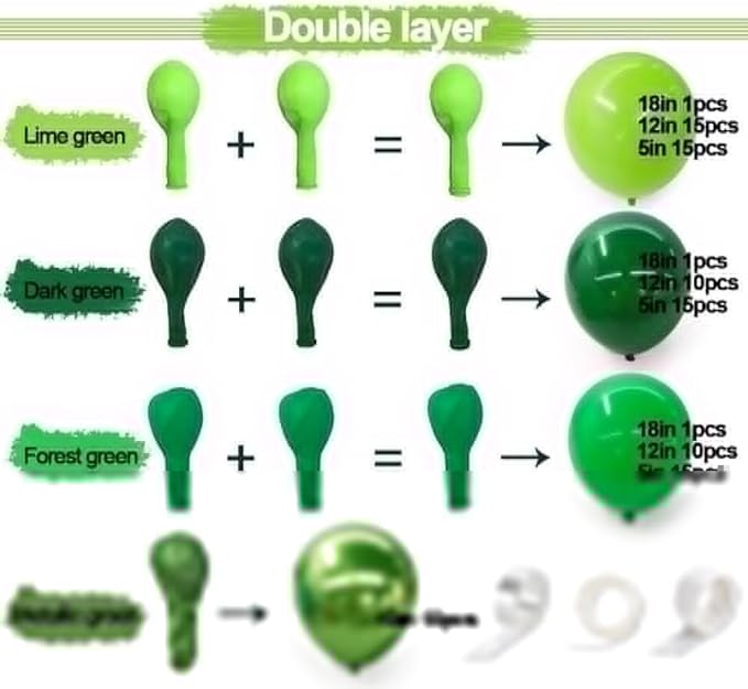 Green Balloon Garland Double Stuffed Dark Lime Green Emerald Metallic Arch Kit For Dinosaur St Patricks Day Jungle Forest Themed Birthday Party Decoration