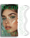 Face Glitter, Green Temporary Face Tattoos Stickers, Body Face Glitter for Women Girls, Green Freckles for St Patrick's Day Country Concerts Singer Festival Rave Accessories (Green - 10 pcs)