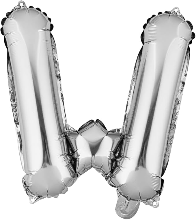 Restaurantware-Balloonify 16 Inch Letter Balloon, 1 Alphabet Party Balloon - Letter W, Self-Sealing, Silver Foil Mylar Finish, Hanging Loop, Decoration For Birthday, Wedding, Or Graduation