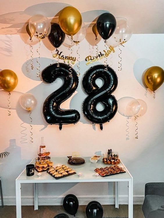 Black Number 8 Balloon 40 Inch, 8 Balloon Number, 8th Birthday Decorations, Black Party Supplies for Boys Girls
