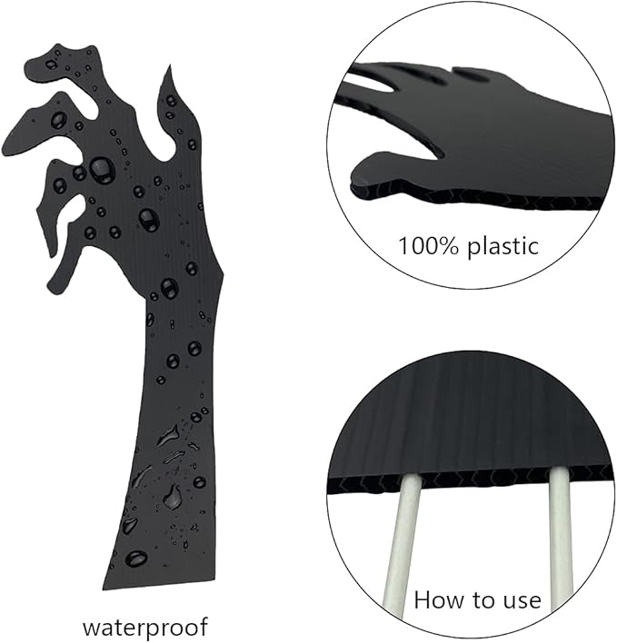 Anditoy 5 Pack Halloween Black Hands Yard Signs with Stakes Scary Silhouette Halloween Decorations for Outdoor Yard Lawn Garden Decor