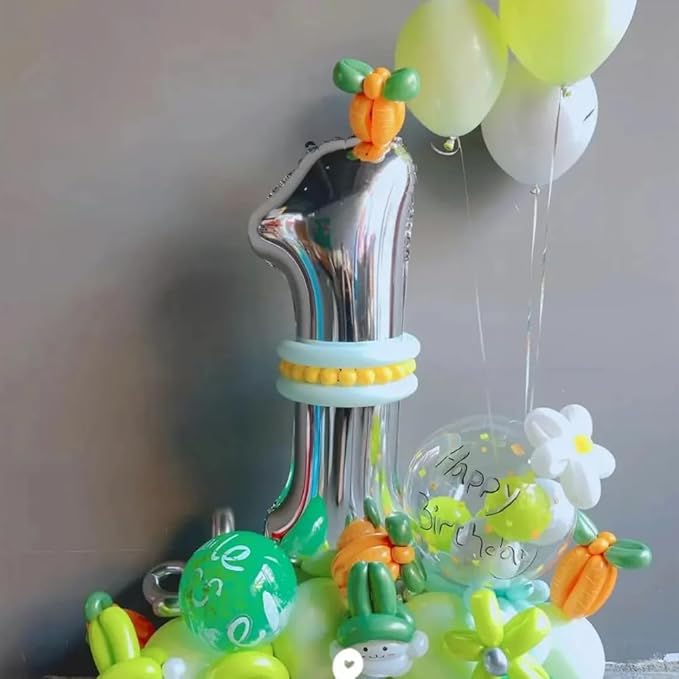 40 inch Silver Number Balloon Giant Foil Helium Balloons Silver Number 1 Balloon for 1st Birthday Party Anniversary Decorations Supplies