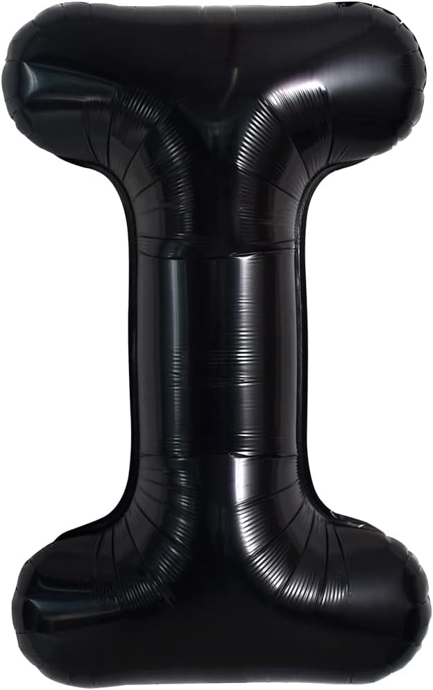 TONIFUL 40 Inch Large Black I Letter Balloon - Jumbo Helium Foil Mylar Big Alphabet for 2026 New Year Eve Graduation Wedding Baby Shower Birthday Party Anniversary Supplies Decorations