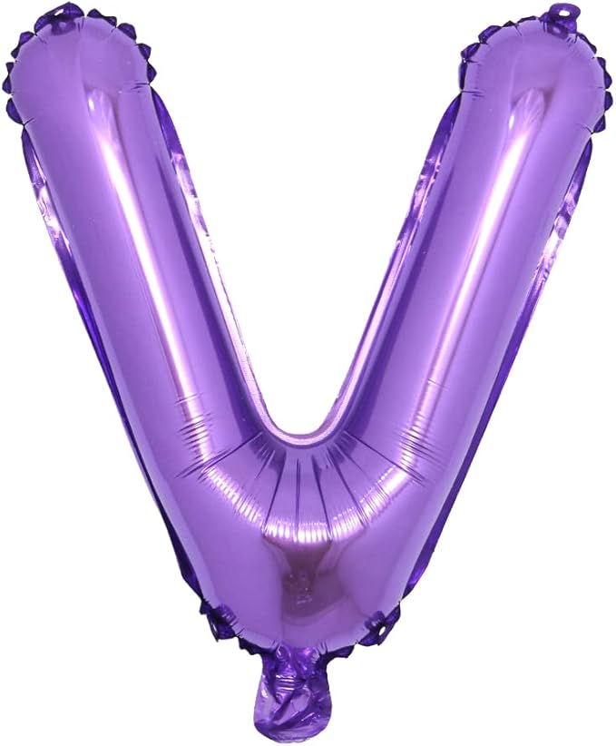 16 inch Purple Alphabet Letter and Number Balloons Set Package, Aluminum Hanging Foil Film Banner Mylar Balloon for Birthday Party Decoration Custom Word (A-Z, 0-9) (16 Inch Purple V)