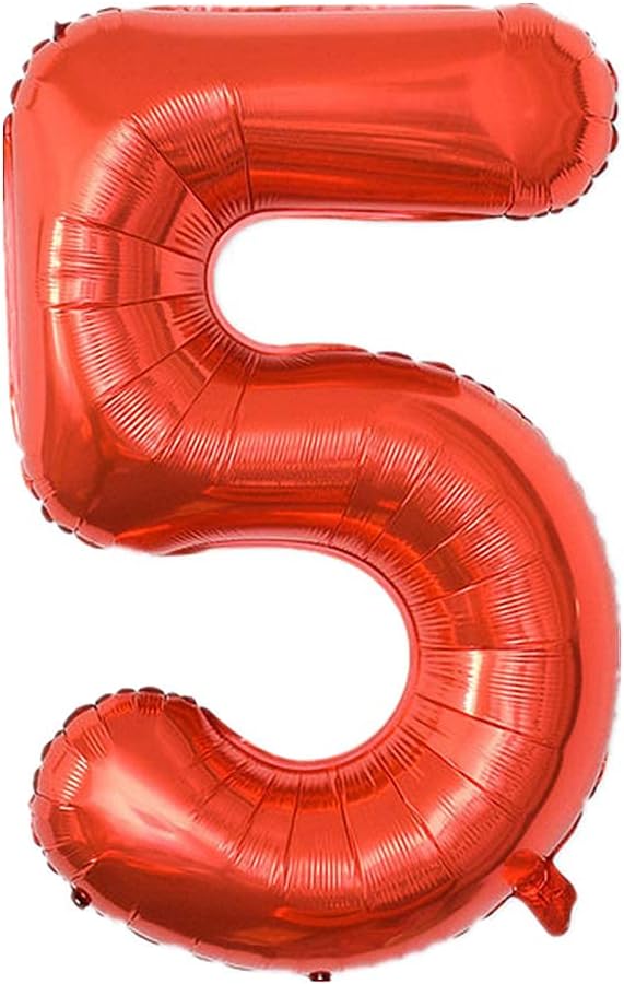 40 Inch Large Foil Helium Number Balloon Birthday Wedding Party 0-9 (Red, 5)