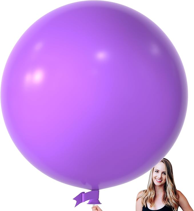 KALOR 36 Inch Giant Purple Balloons, 6 Pack Large Round Purple Latex Balloons for Anniversary, Birthday, Christmas, Wedding, Baby Shower Party Decorations