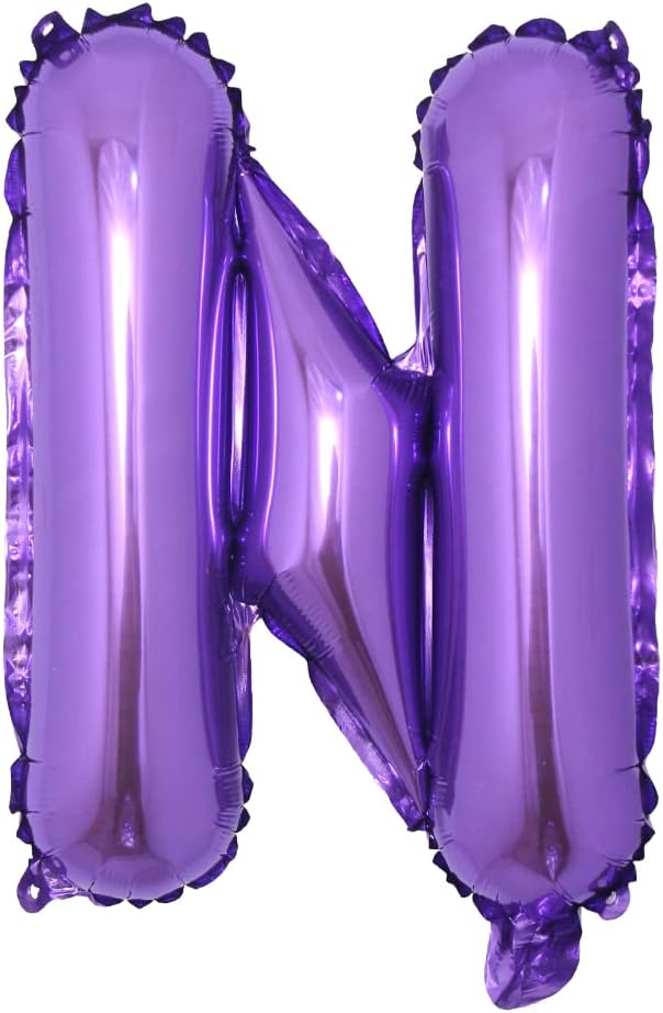 16 inch Purple Alphabet Letter and Number Balloons Set Package, Aluminum Hanging Foil Film Banner Mylar Balloon for Birthday Party Decoration Custom Word (A-Z, 0-9) (16 Inch Purple N)