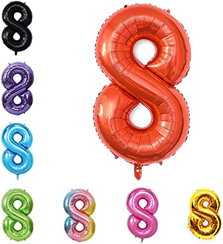 40 Inch Large Foil Helium Number Balloon Birthday Wedding Party 0-9 (Red, 8)