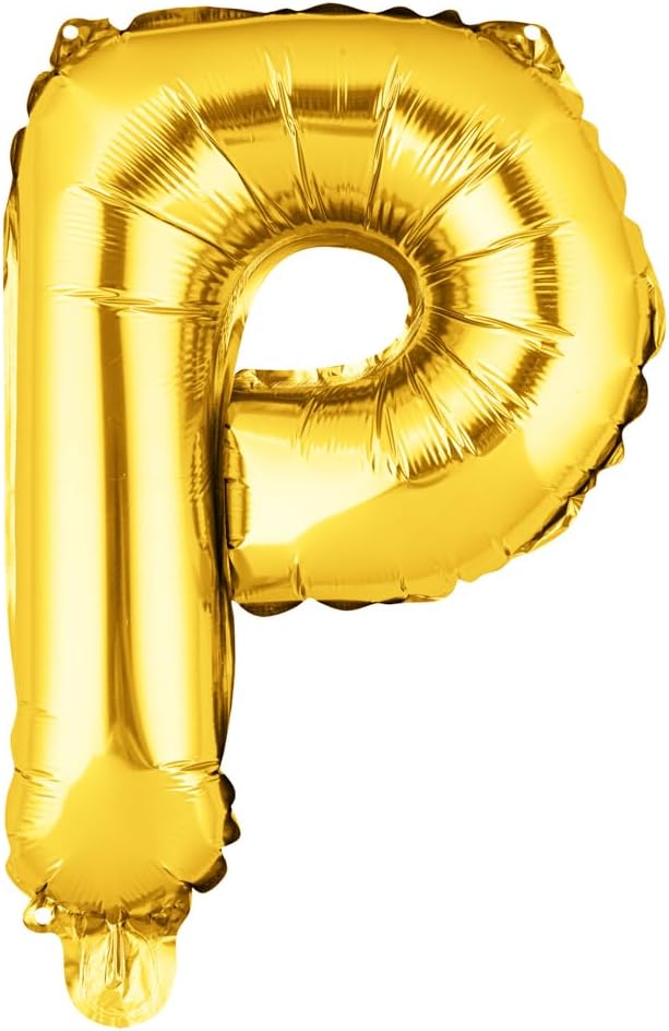 Restaurantware Balloonify 16 Inch Letter Balloon 1 Alphabet Party Balloon - Letter P Self-Sealing Gold Foil Mylar Balloon Hanging Film Decoration For Birthday Wedding Or Graduation