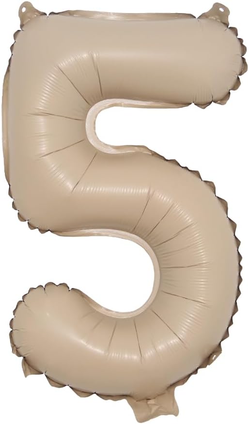 16 inch Caramel Foil Letter Alphabet number Balloon Happy Birthday Party Balloons Wedding Decoration Kids Toys Baby Shower Air Balloon (16 inch Caramel 5)