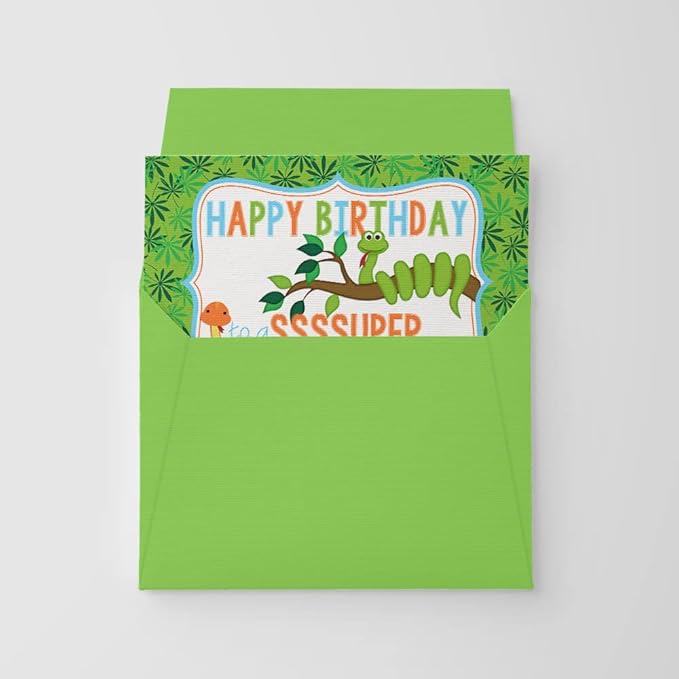 SssSSssUPER Friend Snake Themed Birthday Pun Themed Single (1) All Occasion Blank Birthday Card To Send To Friends & Family, 4"x 6" (when folded) Fill In Greeting Note Card by AmandaCreation