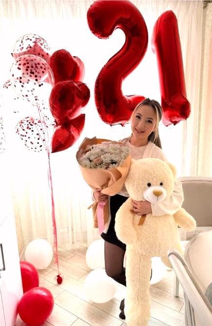 Number Balloon 40 Inch Red 7 Balloon, Red 7 Seven 7th Balloon Number Party Decorations, Number 7 17 27 37 70 77 Balloons Birthday Supplies