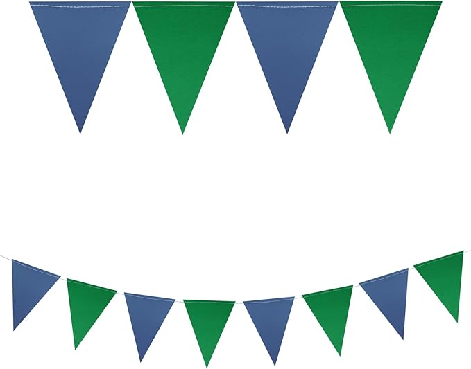 Meetppy 3 Pack Navy Blue Green Double Sided Paper Triangle Banner Flag Banner Pennant Garland Streamers for Golf Party Decorations Baby Shower Birthday Wedding Christmas Graduation