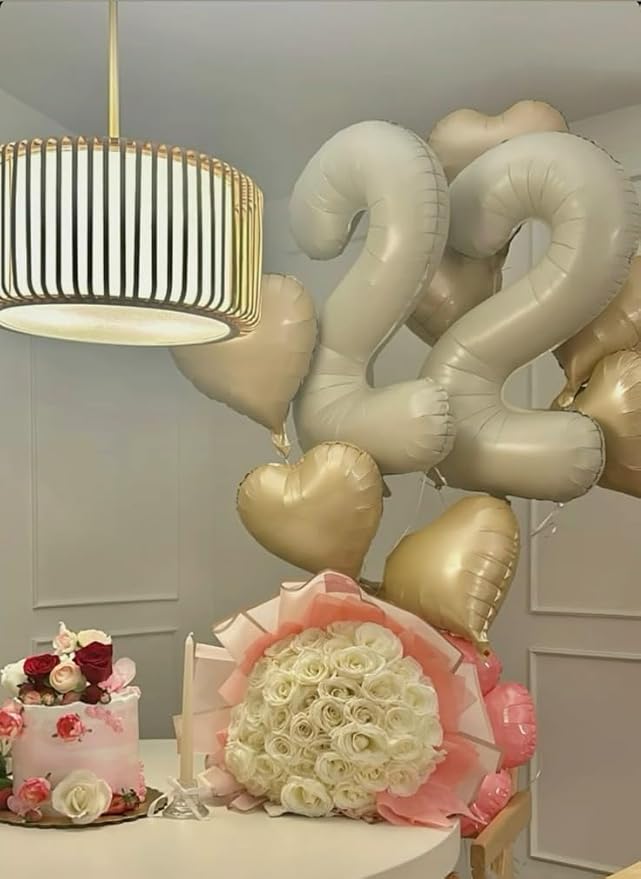 Cream Balloon Number 40 Inch, 16th Birthday Decorations for 1 6 16 61, Large Foil Sweet 16 Balloons Number for Wedding Memorial Day's Photo Shoot Decoration