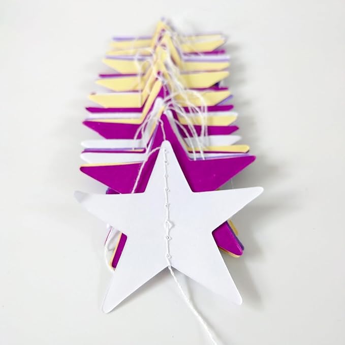 Party Decorations 52 Ft Big Star Garland Circle Dots Garland Paper Backdrop Streamer for Graduation Birthday Bachelorette Engagement Wedding Bridal Shower Baby Shower (Purple Set)