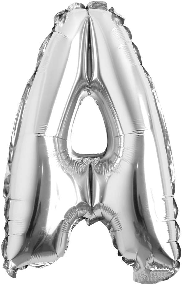 16" inch Single Silver Alphabet Letter number Balloons Aluminum Hanging Foil Film Balloon Wedding Birthday party decoration banner Air Mylar Balloons (16 inch Silver A)