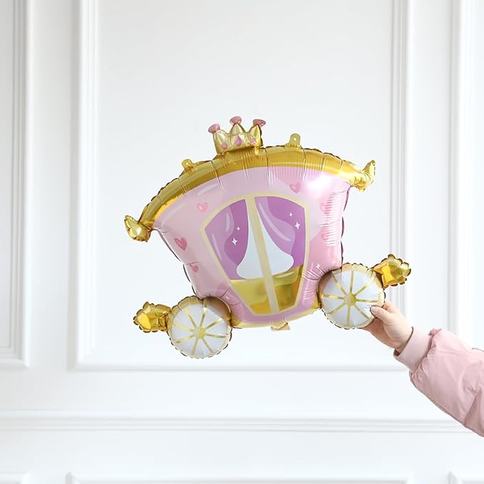 PageebO Princess Balloon Garland Arch, 154Pcs Pastel Blue Pink Purple Gold Balloons with Castle Carriage Star Foil Balloons for Girls Princess Rainbow Baby Shower Birthday Fairytales Party Decortion