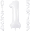 White Number Balloons 40 Inch Helium Mylar Number 1 Balloon for Birthday Party Anniversary Decoration (White, 1)