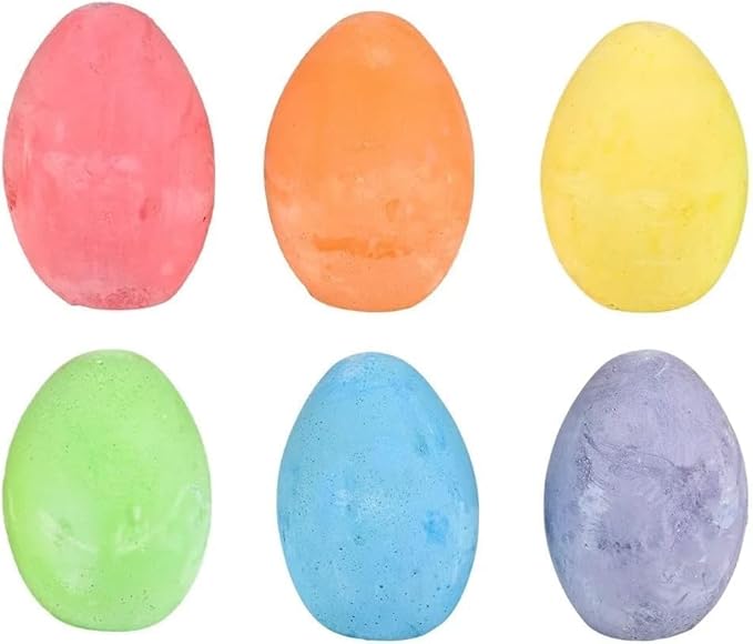 6-Pack Easter Egg Chalk, Sidewalk Chalk for Kids, Easter Basket Stuffers Gifts Fillers, Perfect For Easter Egg Hunt, Party Favors, 2.5" Inch