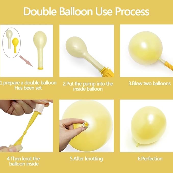 Yellow Balloon Arch Kit, Double Stuffed Pearl White Pastel Light Yellow Balloons with Bow Clear Balloon Arch Kit for Birthday Wedding Bridal Bee Baby Shower Sunflower Lemon Party Decor