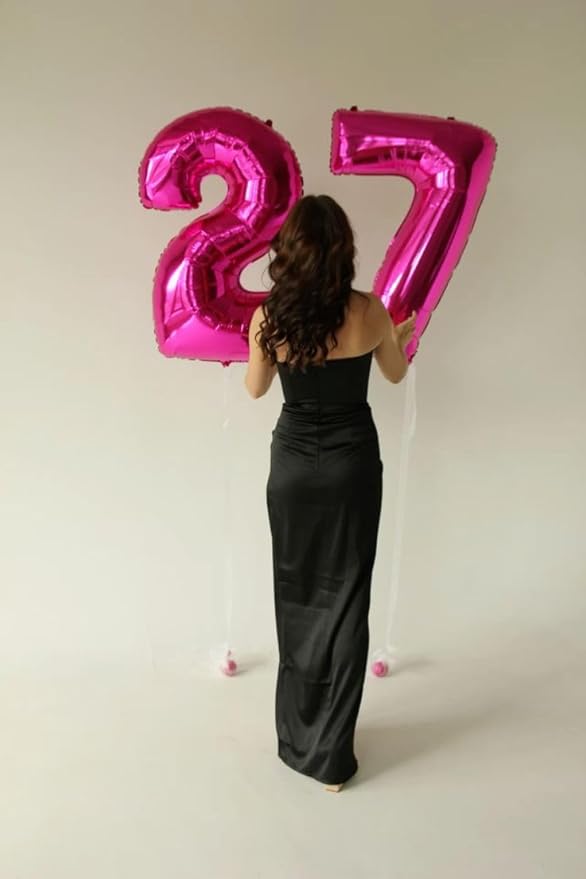 Balloons Number, 40 Inch Foil Balloons 4th Birthday Decorations Girl, Rose Purple Number 4 Ballon for 4, 14, 24, 40 Celebration, Birthday, Christmas, Anniversary Decor