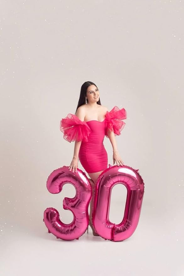 40 Inch Numbers Balloon, Rose Purple Balloons for Birthday Party Decoration, Foil Number 0 Ballon for 0, 10, 20, 100, 2026 Celebration, Birthday, Baby Shower, Anniversary Decor