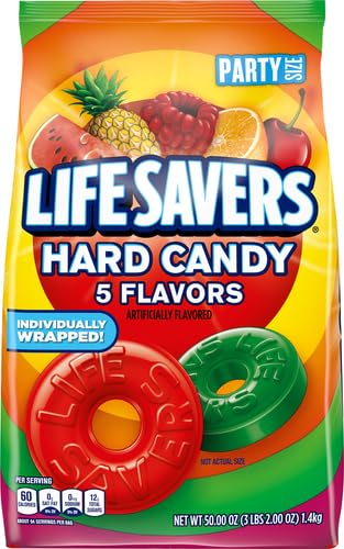 LIFE SAVERS Hard Candy Bag 5 Flavors, Hard Candy Individually Wrapped for Goodie Bags, Road Trips, Treats, Offices, Celebrations, 50-Ounce Party Size (Pack of 2)