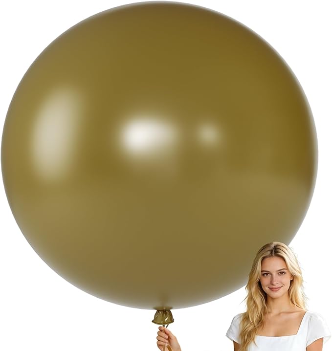 KALOR Khaki Giant Balloons 36 Inch Large Latex Balloons, 4 Pack Jumbo Round Helium Balloon for Birthday Bridal Shower Wedding Baby Shower Party Decorations