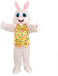 Easter Bunny Mascot Costume Blue Vest Unisex Deluxe Rabbit Costume Party Adult Size Fancy Dress