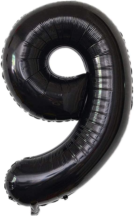 40 Inch Large Foil Helium Number Balloon Birthday Wedding Party 0-9 (Black, 9)