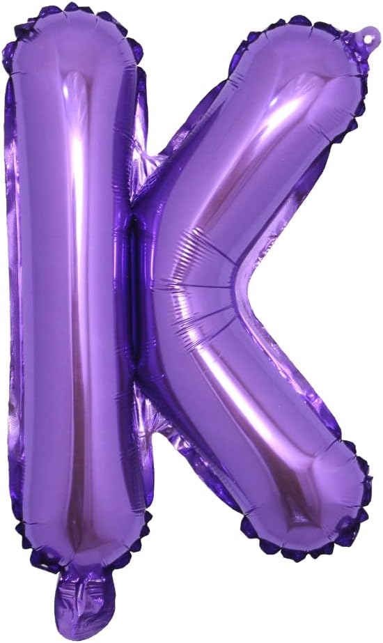 16 inch Purple Alphabet Letter and Number Balloons Set Package, Aluminum Hanging Foil Film Banner Mylar Balloon for Birthday Party Decoration Custom Word (A-Z, 0-9) (16 Inch Purple K)