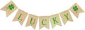 Lucky Shamrock Burlap Garland Banners for St.Patrick's Day Decorations Rustic Burlap Shamrock Clover Banner Garland for Irish Day, Office, Party Supplies Decor