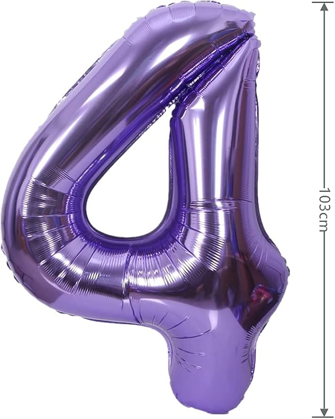 40 Inch Large Foil Helium Number Balloon Birthday Wedding Party 0-9 (Purple, 4)