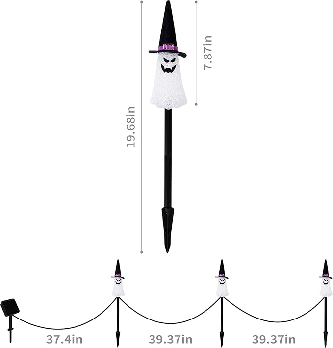 LIGHTSHINE 3PCS Ghost Solar Halloween Decorations, Solar Landscape Pathway Lights, Garden Stakes Light, Outdoor Halloween Lights Decor for Yard, Patio, Porch (Purple)