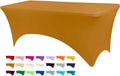 Table Covers for 8 Foot Tables, Gold Washable and Wrinkle Resistant Stretch Tablecloths Rectangle 8ft for Events, Wedding, Banquets, Parties