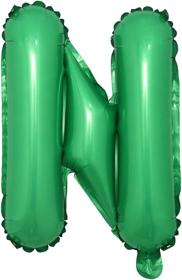 16 inch Green Alphabet Letter and Number Balloons Set Package, Aluminum Hanging Foil Film Banner Mylar Balloon for Birthday Party Decoration Custom Word (A-Z, 0-9) (16 inch Green N)